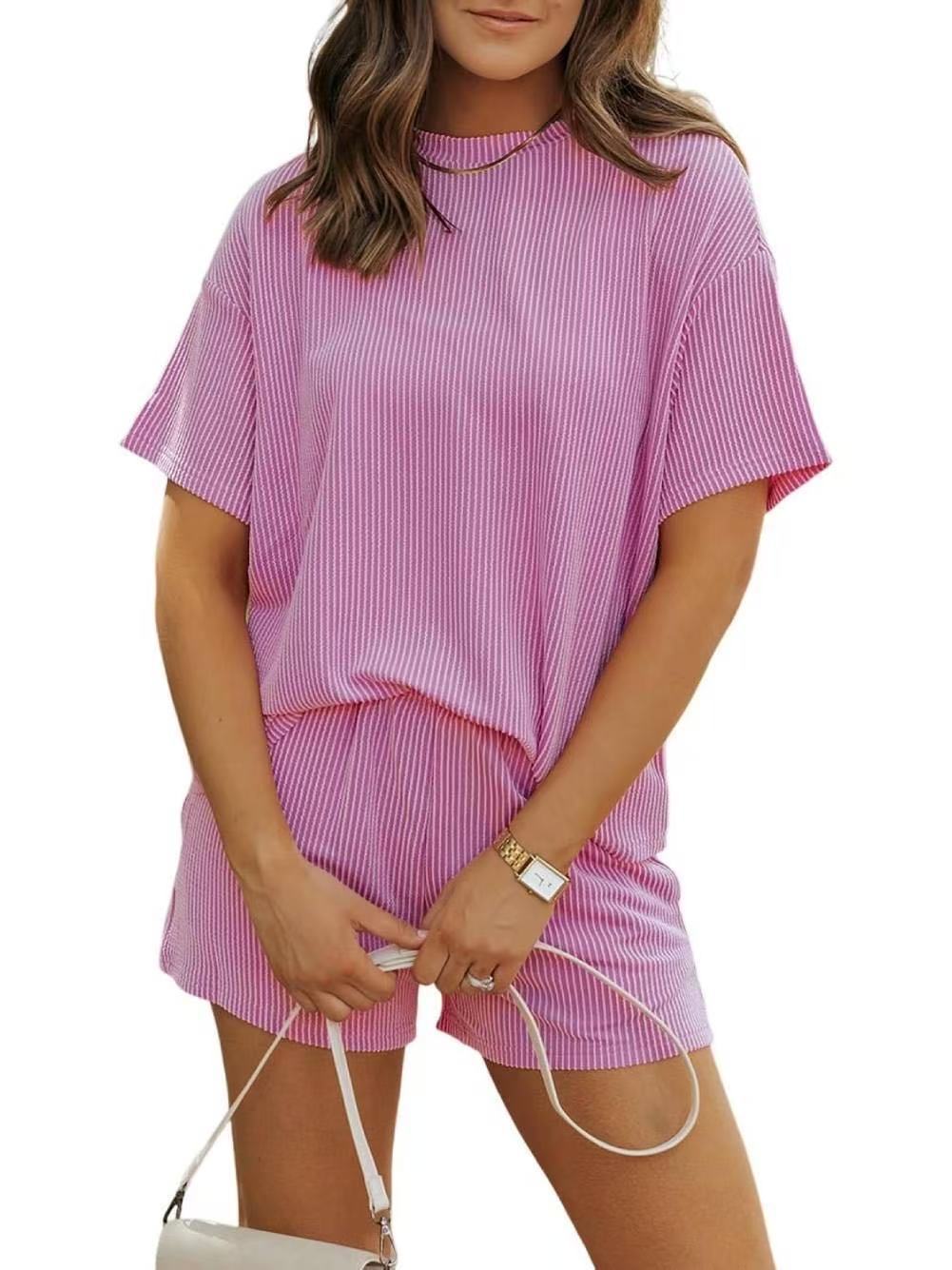 Neuartsy Ribbed Textured Knit Loose Fit Two Piece Set
