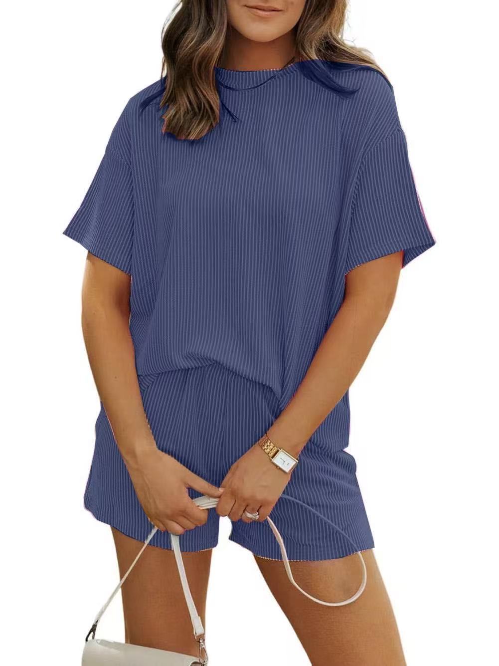 Neuartsy Ribbed Textured Knit Loose Fit Two Piece Set