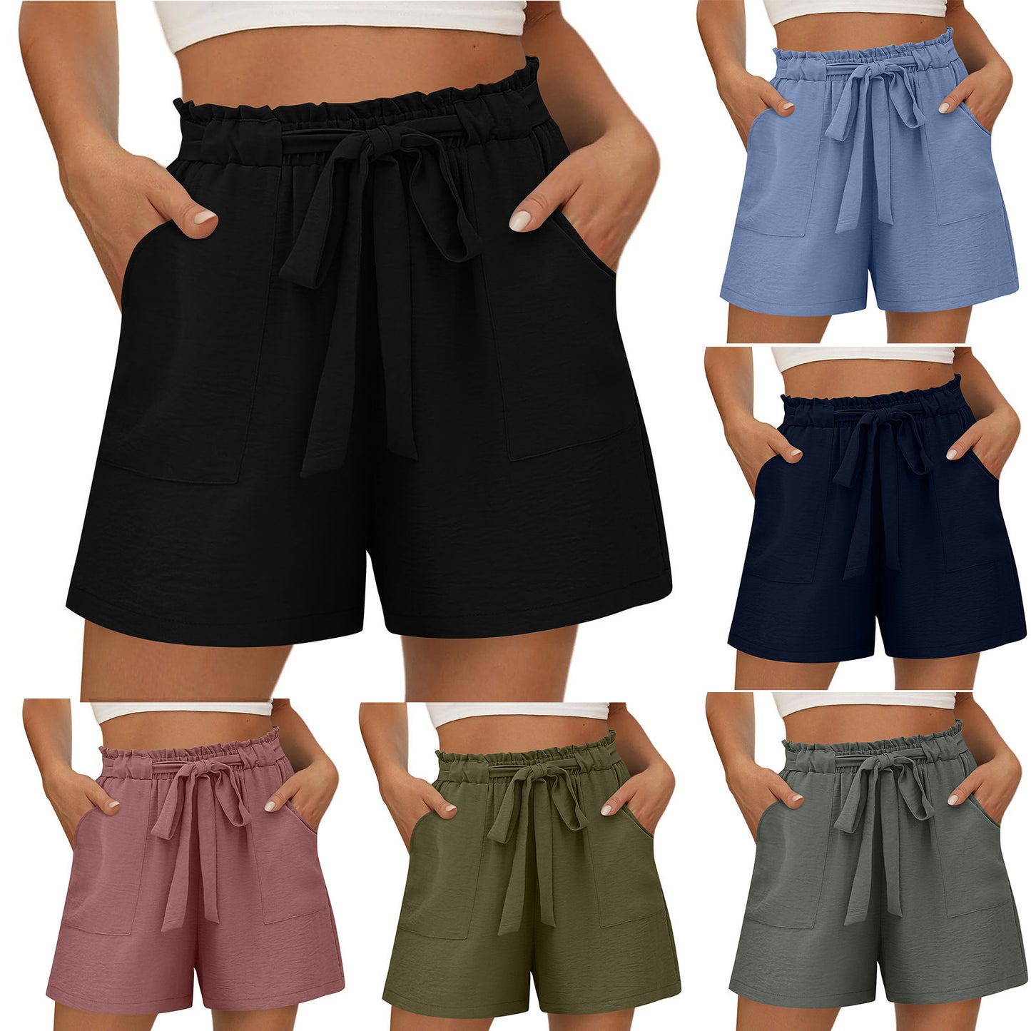 Drawstring Wide-Leg Linen Shorts