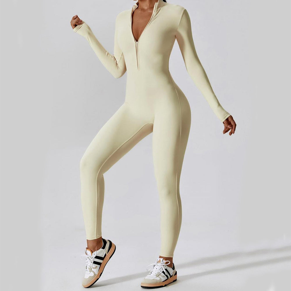 Full-Length Long Sleeve Zip-Up Sport Bodysuit for Women