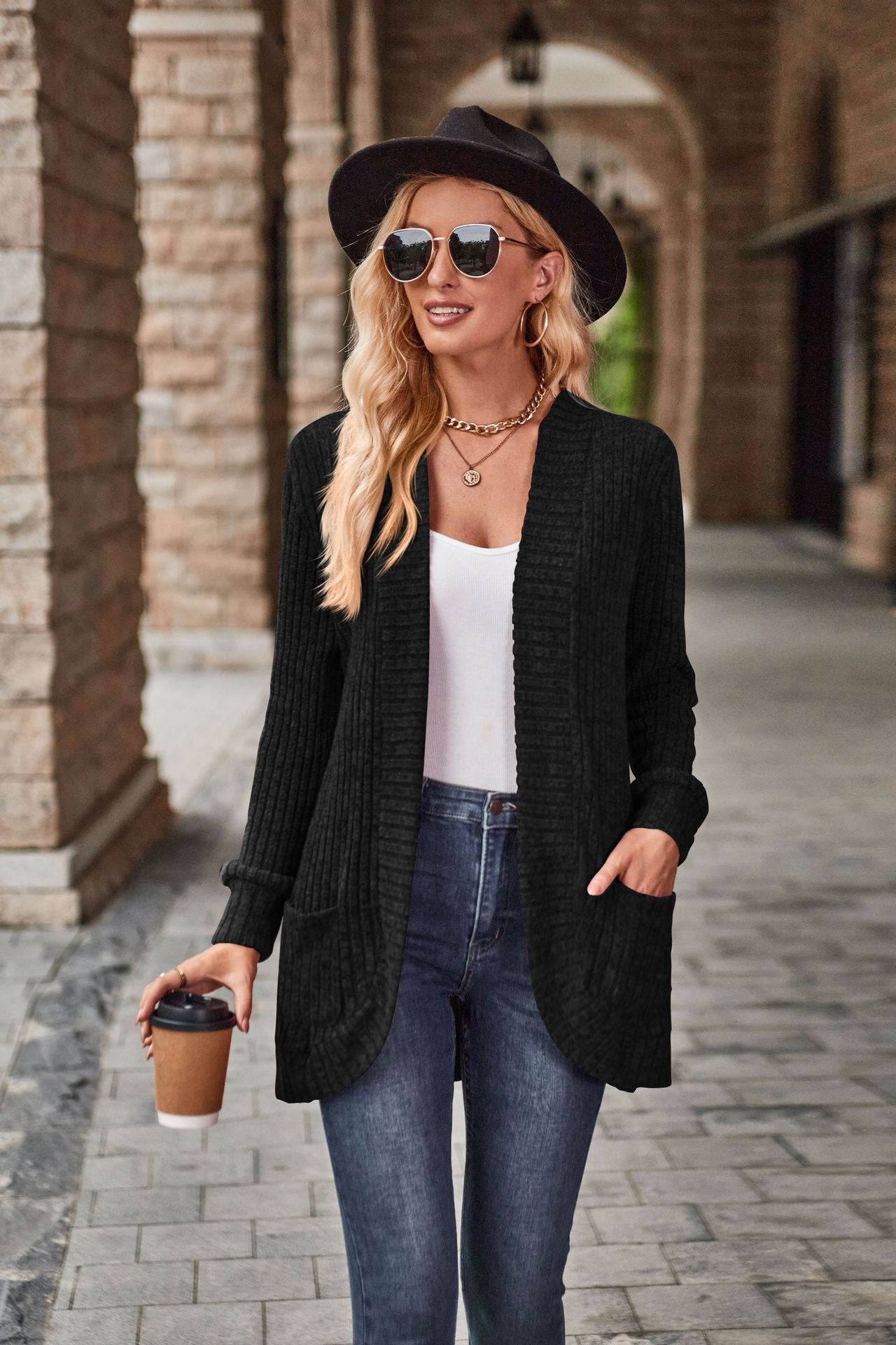 Leisure Splicing Long Sleeve Cardigan Jacket
