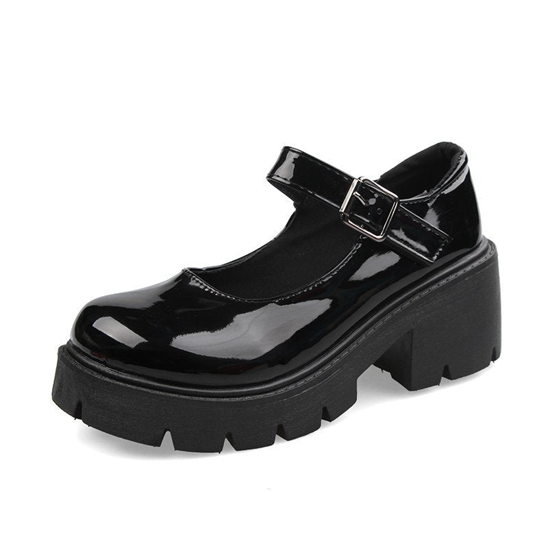 Women's Buckle British Style Leather Shoes