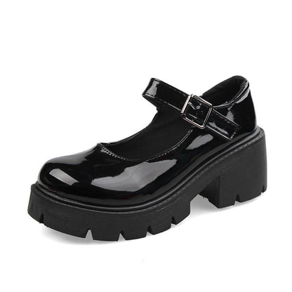 Women's Buckle British Style Leather Shoes