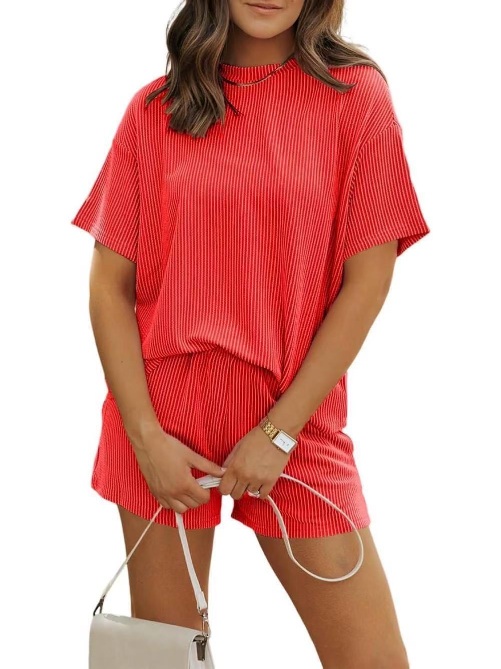Neuartsy Ribbed Textured Knit Loose Fit Two Piece Set
