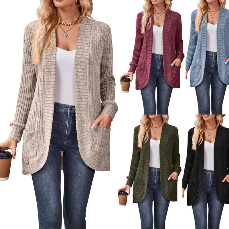 Leisure Splicing Long Sleeve Cardigan Jacket