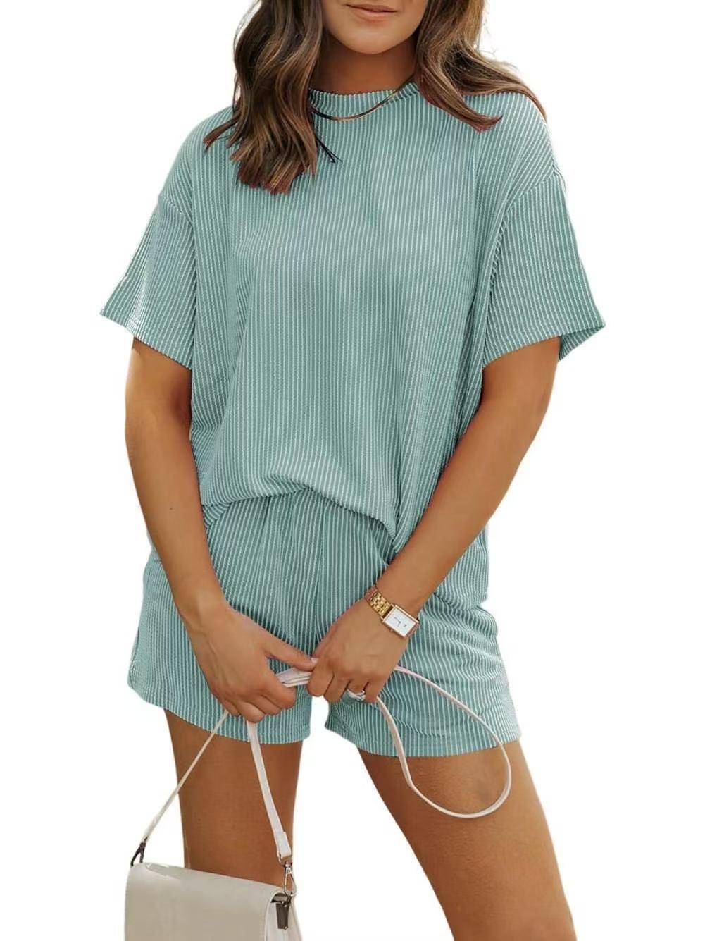 Neuartsy Ribbed Textured Knit Loose Fit Two Piece Set