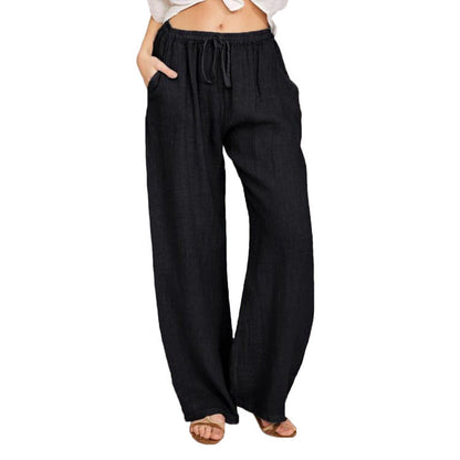 Drawstring Wide Leg Pant - Black