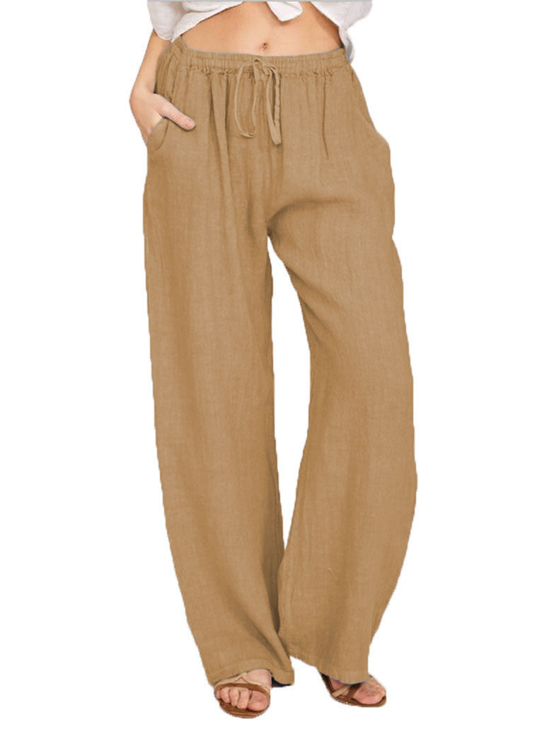 Drawstring Wide Leg Pant - Brown