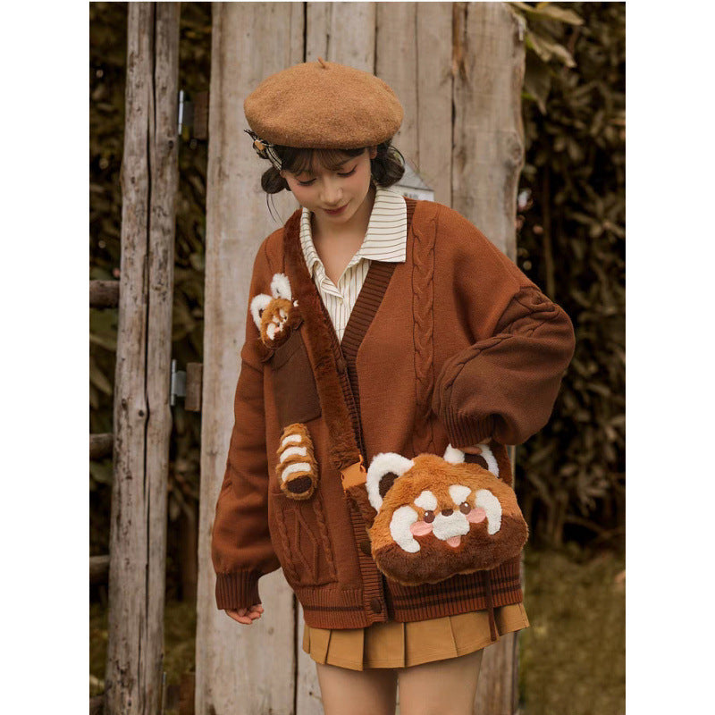 Shirt Knitted Vest Coat Brown Vintage