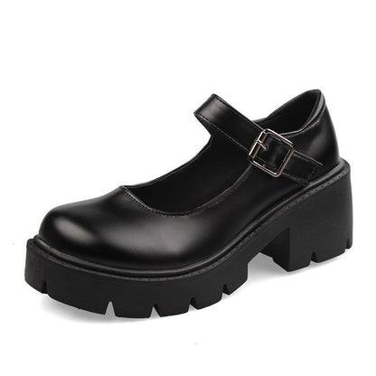 Women's Buckle British Style Leather Shoes