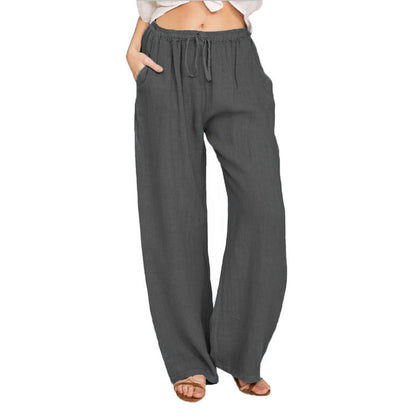 Drawstring Wide Leg Pant - Dark Gray