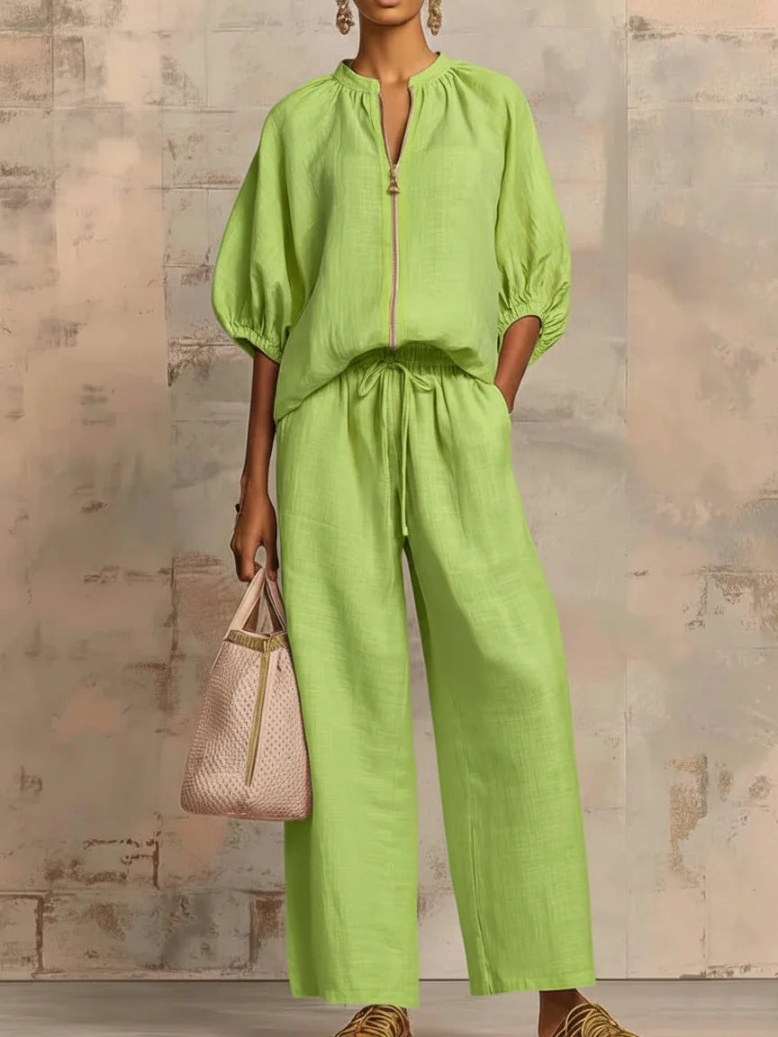 Cozy Zip Lounge Set - Fluorescent Green