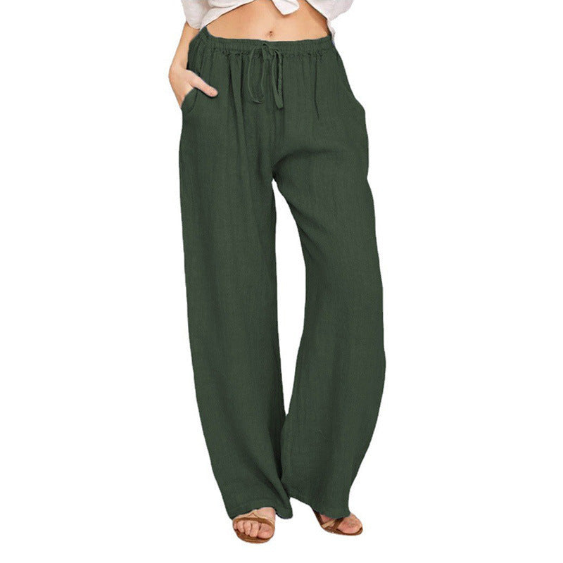Drawstring Wide Leg Pant - Green