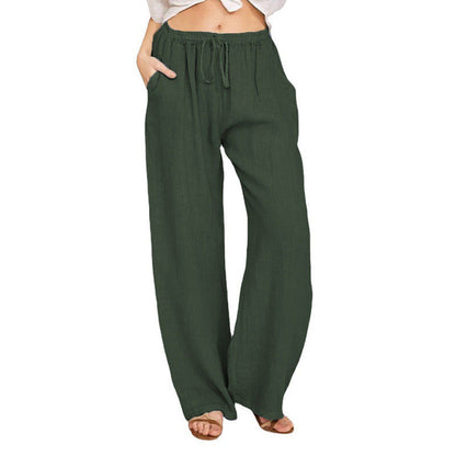 Drawstring Wide Leg Pant - Green