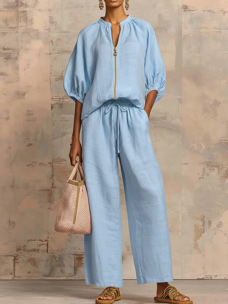 Cozy Zip Lounge Set - Light Blue