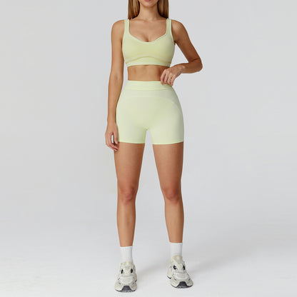 Contrast Stitch Yoga Set - Lime Green