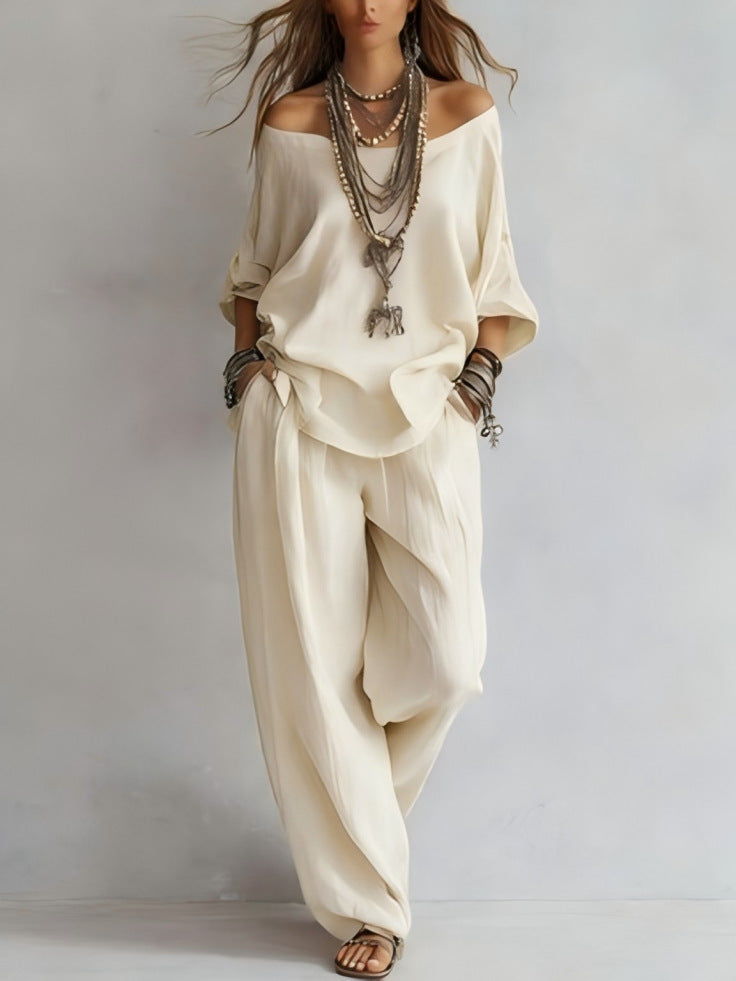 Linen Boho Two-Piece Set - White