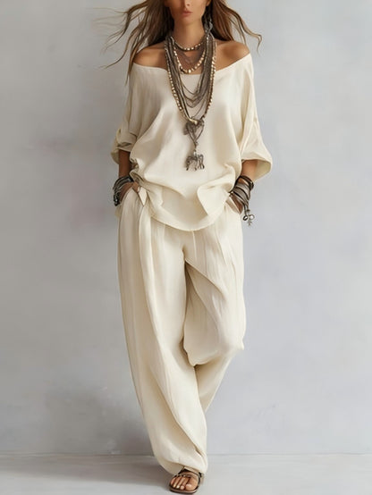 Linen Boho Two-Piece Set - White