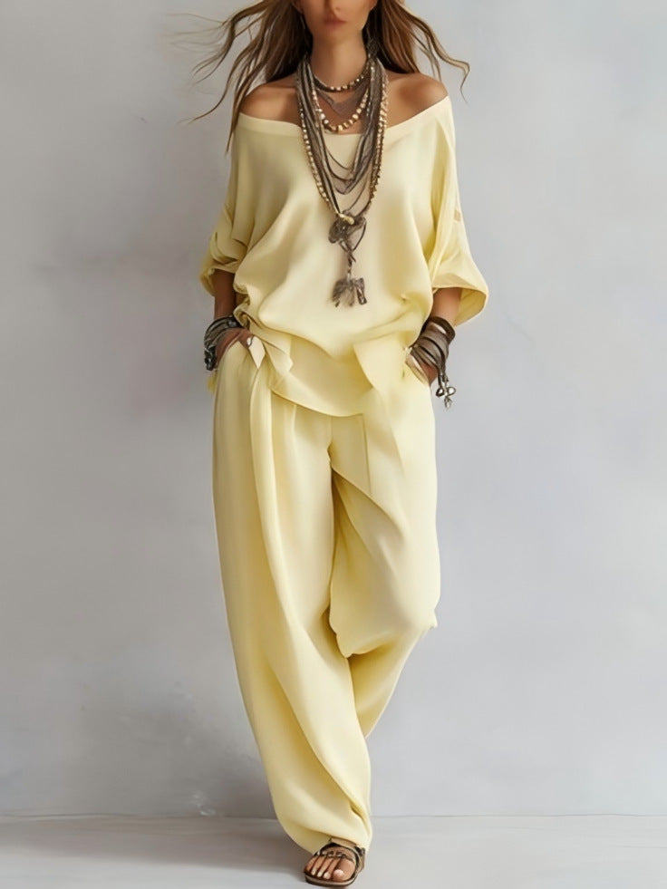 Linen Boho Two-Piece Set - Yellow