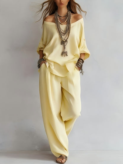 Linen Boho Two-Piece Set - Yellow